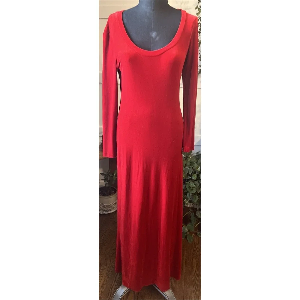 nicole miller red dress Nicole Miller Floor Length Velvet Red Dress Size 6, Tall USA Cocktail  Wedding